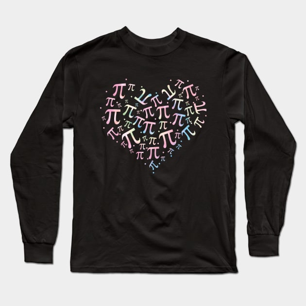 Pi Day Tie Dye Heart Happy Pi Day 3.14 Mathematic Math Teacher Women Girl Mathematics Long Sleeve T-Shirt by SIMPLYSTICKS